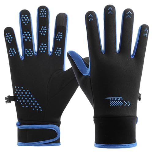 zwxqe Thermohandschuhe, wasserdichtes Design, Fahrradhandschuhe, bequeme Passform, Laufhandschuhe, Thermo-Fahrradhandschuh, Touchscreen-Kompatibilität, 23 x 9 x 3 cm, Schwarz / Blau / Rosa, für von zwxqe